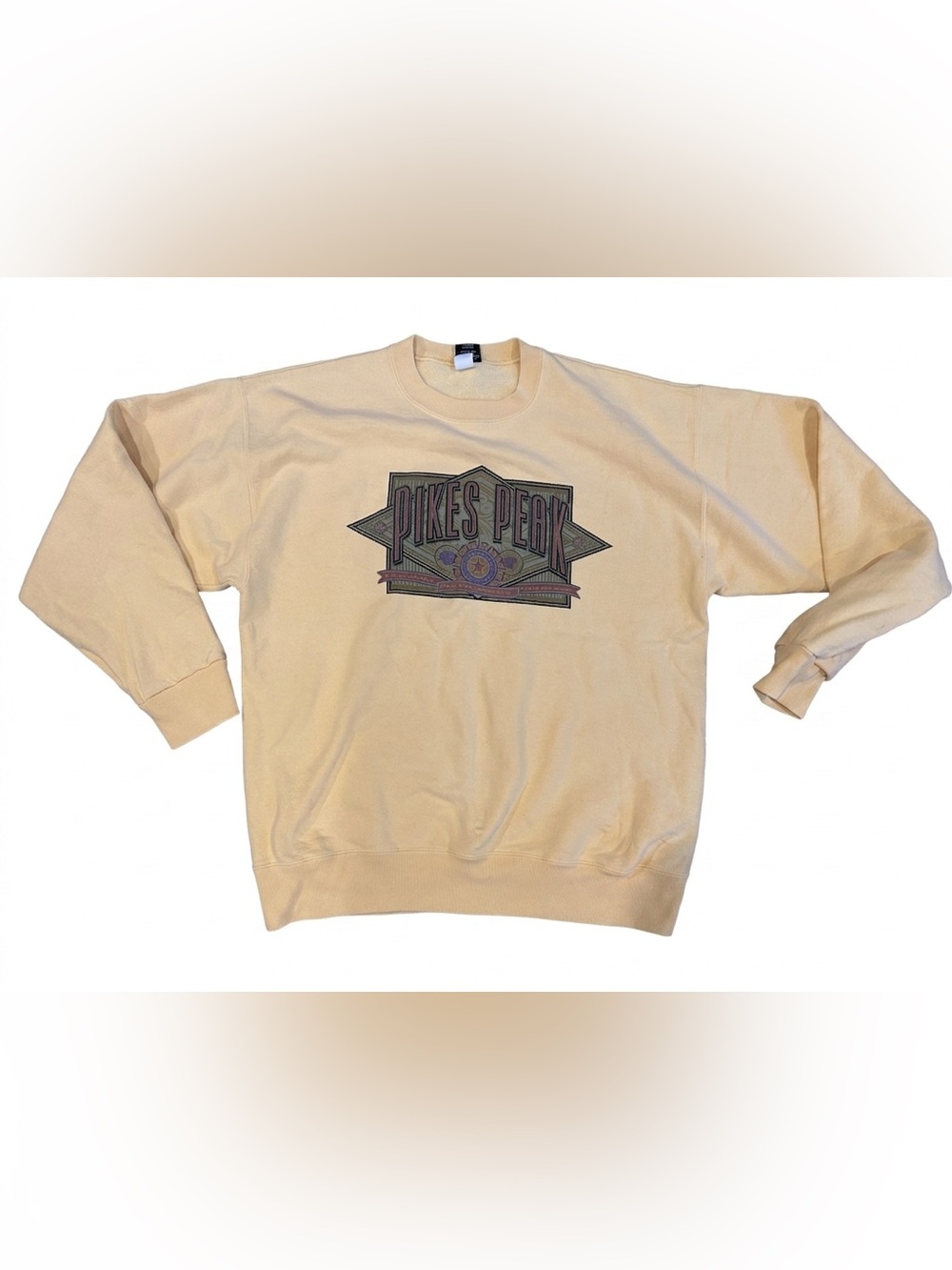 Vintage 90s Pikes Peak National Forest Sweatshirt Men's Large Yellow USA Made